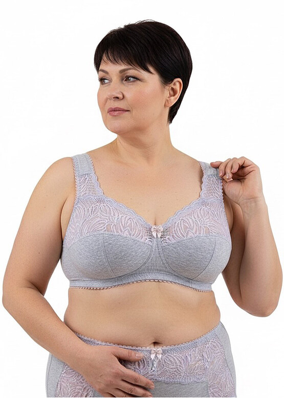 1104 Хлопковый бюстгальтер без каркасов большого размера VALMIR.A Серый с лотосом