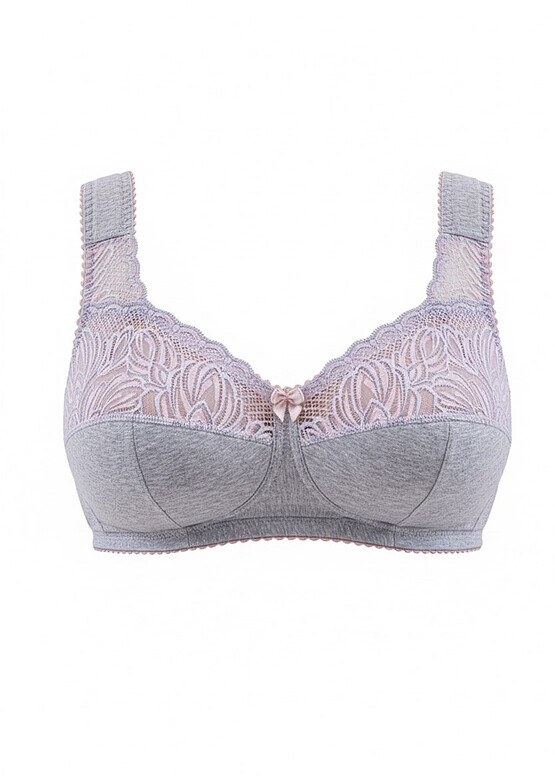 1104 Хлопковый бюстгальтер без каркасов большого размера VALMIR.A Серый с лотосом