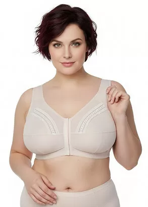 H47-23 Бюстгальтер із застібкою спереду без каркасів Honey Срібляста півонія