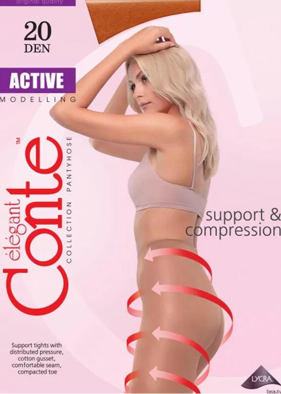 20 Женские компрессионные матовые колготы Conte Active 20 Den Мокко