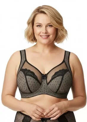 195-187 Бюстгальтер без каркасів з бічною підтримкою Orhideja чорний з бежевим